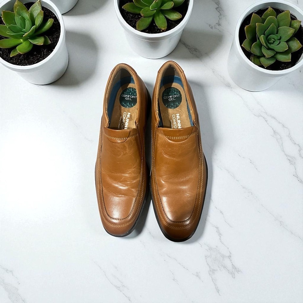 Nunn Bush Mens Leather Slip On Loafers Comfort Gel‎ Dress Shoes Size 9M